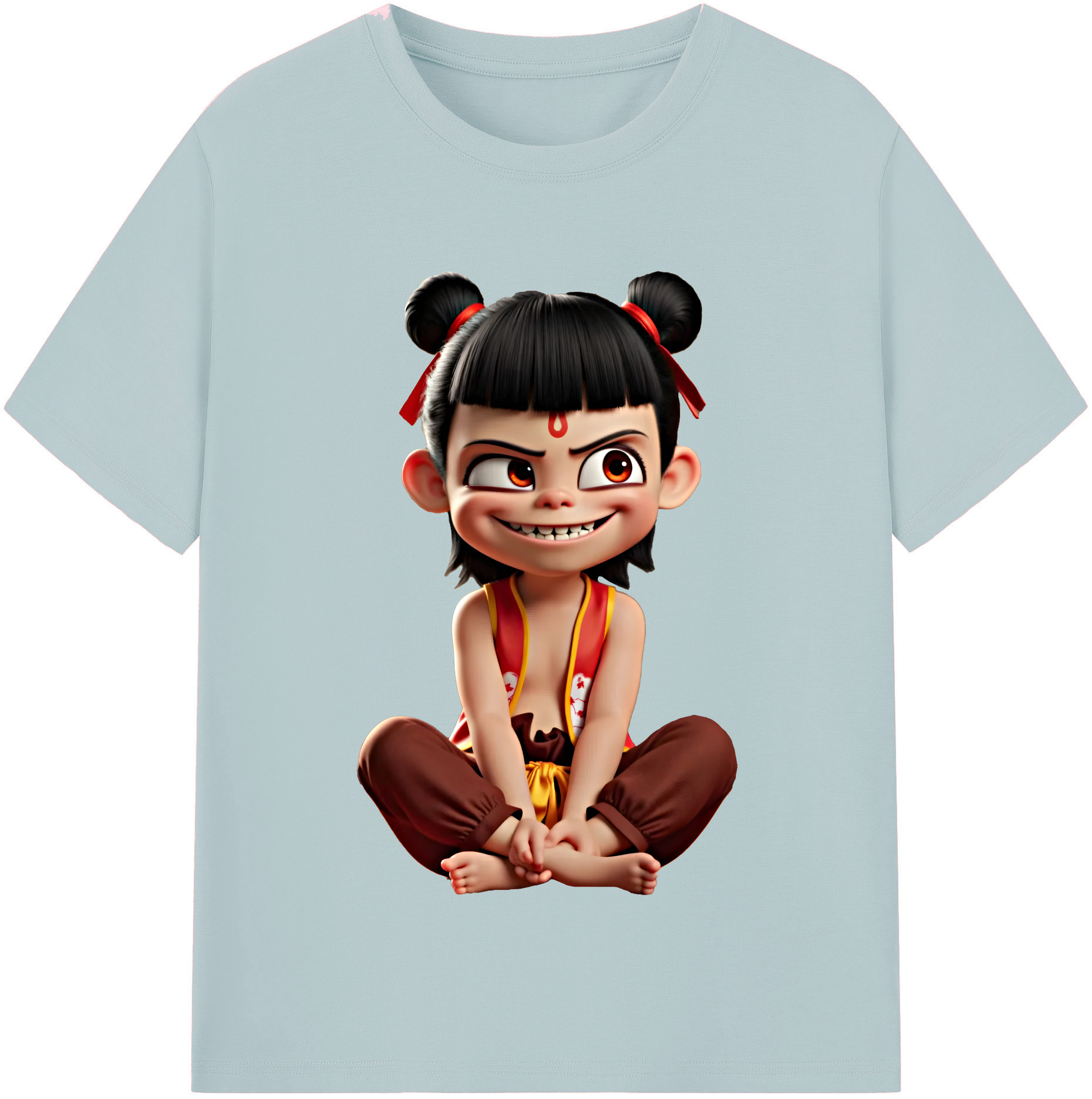 （画像用） Ne Zha 2 ナタ 魔童の大暴れ 綿100％半袖Tシャツ（フロントプリント）